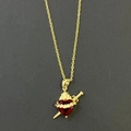 Goldene Halskette mit rotem Herz-Edelstein und Schwert-Anhänger im gotischen Stil - Goldenes Schwert Herz mit Dornen (13)