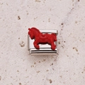 Charm modulare italiano con cavallo in smalto rosso su maglia in acciaio inox - Cavallo in Piedi Rosso (13)
