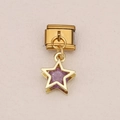Italian style gold bracelet charm with a purple glitter star pendant for DIY jewelry - Purple Star (3)