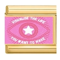Ciondolo componibile dorato con base in smalto rosa, occhio a stella e slogan motivante - Stile Occhio Onniveggente (5)