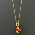 Goldene S925 Silberhalskette mit rotem Kristallherz und Sternanhänger für Damen - Goldene Muschel Stern Herz Stil (16)