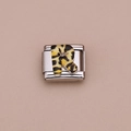 Italiaanse bedel van roestvrij staal met luipaardprint letter R voor modulaire armbanden - Luipaard Letter R