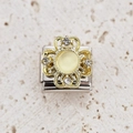 Italian charm link with gold flower pattern and yellow gemstone for DIY bracelets - Yellow Gem Flower Style (9)