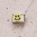 Italian charm link with yellow smiley face design in stainless steel for DIY bracelets - Yellow Happy Face (14)