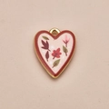 Heart-shaped pendant accessory with autumn leaf pattern and golden trim for DIY jewelry - Heart Autumn Leaf Pendant