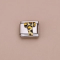 Italiaanse modulaire roestvrijstalen bedel met een gedurfde letter T in luipaardprint - Luipaard Letter T