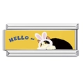 Ciondolo per bracciale italiano con gatto in cappello da coniglio e scritta Hello - Stile Gatto HELLO~ (22)