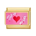 Italian charm link featuring a pink enamel base with red heart and sentimental text - Heart Light Up My Life Style (10)