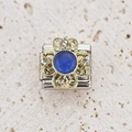 Italian modular charm featuring a gold flower with a blue gemstone and white zircon stones - Blue Gem Flower Style (11)
