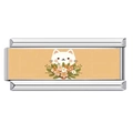 Charm italiano con gatto bianco e fiori rosa su base arancione per bracciale DIY - Stile Gatto con Fiori (23)