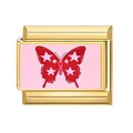 Italian charm link with pink enamel and red butterfly design in gold-plated steel - Star Wing Butterfly Style (11)