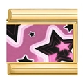 Charm componibile dorato per bracciale con motivi a stella rosa e neri e finitura a specchio - Stile Stella Sovrapposta Rosa e Nera (9)