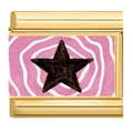Charm per bracciale italiano con cornice dorata, base rosa a onde e motivo a stella nera - Stile Stella Nera Sfondo Rosa (11)