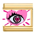 Maglia charm italiana dorata con cuore rosa e motivo artistico a forma di occhio - Stile Motivo Occhio Cuore (12)