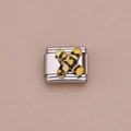 Italiaanse bedelschakel met luipaardprint letter X op roestvrijstalen modulaire basis - Luipaard Letter X