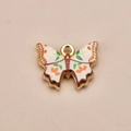 Hand-painted butterfly charm with yellow wings and floral patterns for DIY jewelry - Flower Butterfly Pendant