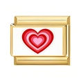 Italian charm link with a red and pink concentric heart on a white background - Concentric Hearts Style (16)