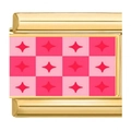Modulo bracciale dorato con motivo a scacchi rosa e design a stella rossa - Stile Stella Quadri Rosa (13)
