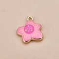 Pink enamel star pendant with hand-painted sun face and gold-plated alloy details - Pink Sun Flower Pendant