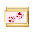 Italian modular charm in gold stainless steel with white enamel and pink dice design - Heart Dot Dice Style (17)