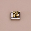 Italiaanse bedelarmband schakel met luipaardprint letter Z op roestvrij staal - Luipaard Letter Z