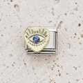 Italian charm link with gold heart and blue evil eye stone for modular bracelet - Blue Evil Eye Heart Style (19)