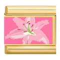 Charm modulare dorato con un design floreale di giglio rosa per bracciali fai-da-te - Stile Giglio (16)