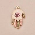 Hand-painted Hamsa hand pendant with evil eye and floral patterns for DIY jewelry - Hamsa Hand Pendant