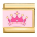 Maglia charm italiana dorata con corona rosa per braccialetti componibili DIY - Stile Corona Rosa (19)