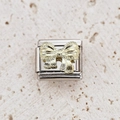 Italian modular charm featuring a 3D golden textured bow on a silver stainless steel base - Engraved Gold Bow Style (27)