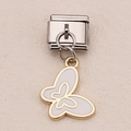 DIY Italian charm link featuring a golden butterfly pendant with white enamel finish - White Butterfly