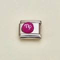 Italian charm bead with pink Virgo zodiac symbol design on a stainless steel modular link - Capricorn