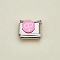 Italian modular charm link in stainless steel with pink Aries zodiac sign design - Aries