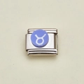 Italienisches Charm-Armbandglied aus Edelstahl mit lila Stier-Sternzeichen-Symbol - Stier