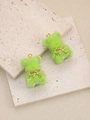 Ciondolo a forma di orsetto verde brillante con fiocco dorato per gioielli e borse - Verde Fluorescente