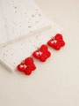 Trois pendentifs papillon rouge pailleté avec petites fleurs irisées pour bijoux DIY - Rouge