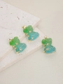 Pendentif ours mignon avec cristaux de résine dégradé bleu-vert et étoiles dorées - Vert
