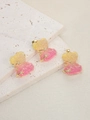 Trois pendentifs ours en cristal dégradé rose et jaune avec bordure dorée - Jaune
