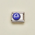 Italienisches Charm-Modul mit Waage-Sternzeichen und blauer Emaille auf Edelstahl - Waage