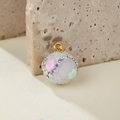 Spherical beaded candy pendant with pastel flowers and rainbow rhinestones for DIY necklaces - White