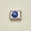 Skorpion-Sternzeichen-Charm in Blau und Edelstahl für italienische Modularmbänder - Skorpion