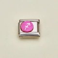 Italienisches Armbandglied mit rosa Schütze-Sternzeichen auf Edelstahl-Basis - Schütze