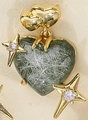 Goldene Herz-Halskette mit grünem Rutilquarz-Anhänger und Stern-Zirkon-Details - Olivgrün