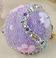 Lavender sugar-coated round candy pendant with colorful rhinestones and flower charm - Light Purple