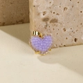 Pendentif cœur en résine violette avec cadre en métal doré et boucle pour bijoux DIY - Violet