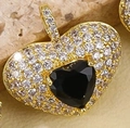Goldener Herzanhänger mit schwarzem Zirkonia und mikrogefassten weißen Schmucksteinen - Schwarz