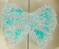 Handmade teal and white beaded sugar butterfly bow accessory for DIY jewelry designs - Emerald Green