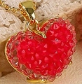 Pendentif cœur en résine facettée rouge avec fermoir doré pour bijoux DIY - Rouge
