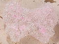 Pink bow-shaped DIY bead with crystal texture and small flowers for jewelry making - Lotus Pink