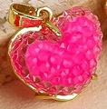 Pendentif cœur en résine rose avec cadre en métal doré pour bijoux DIY et colliers - Rose rouge